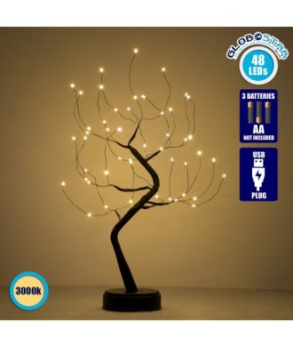 GloboStar® 71589 Επιτραπέζιο Φωτιστικό Πορτατίφ LED 3W 300lm 360° με Μπαταρίες (Δεν Περιλαμβάνονται) IP20 Θερμό Λευκό 3000K Μαύρο Πλαστικό - Μ40 x Π40 x Υ50cm - 2 Xρόνια Εγγύηση